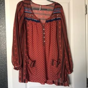 Pink, Beaded, Free People Tunic